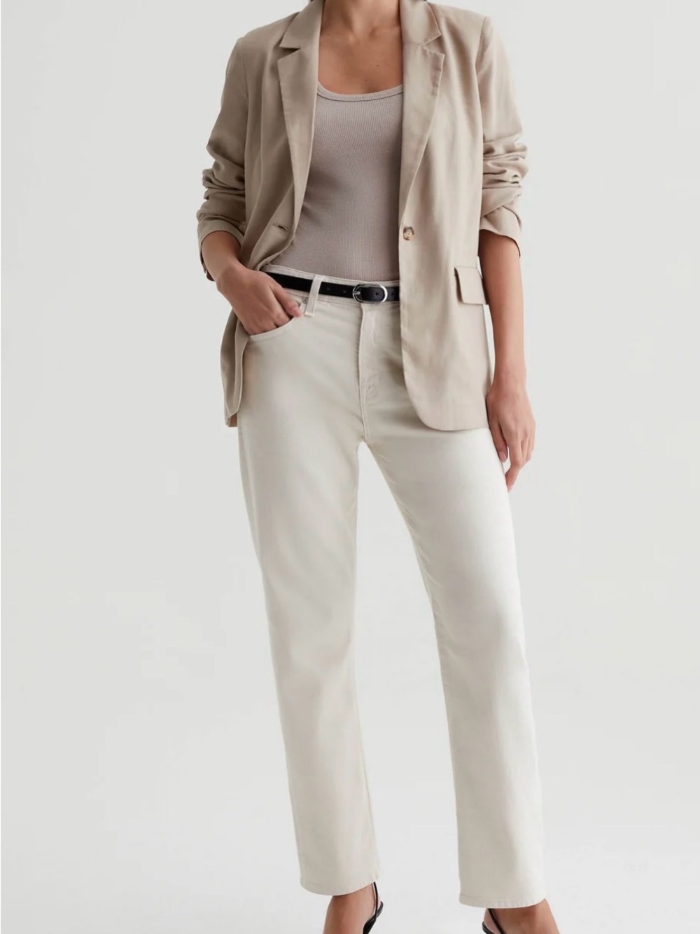 AG Adriano Goldschmied Boyfriend Jeans in Cream